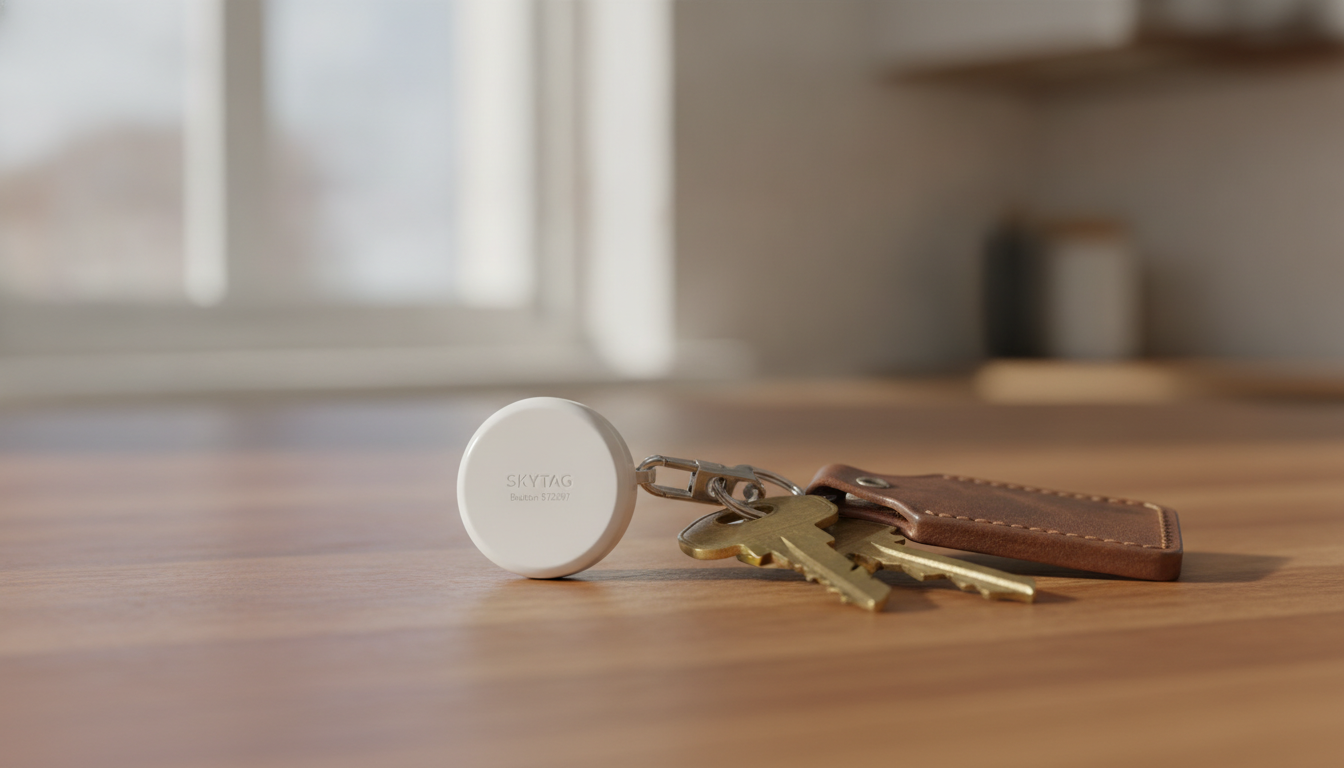 SKYTAG Button ST2307 - small round tracker clipped to a keychain