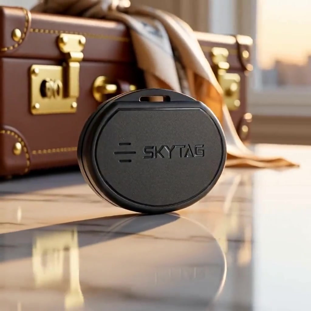 SKYTAG II - rounded-rectangle IP67 tracker in luxury travel context